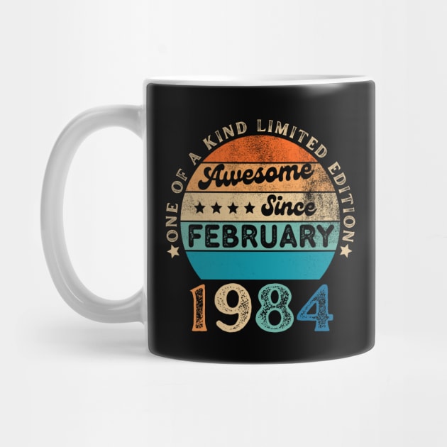 Vintage February 1984 40 Years Old, 40th Birthday Men Women by Pikalaolamotor